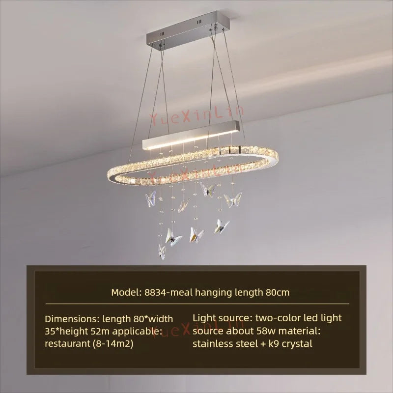 Afralia™ Butterfly Crystal Pendant Chandelier: Modern Luxury for Living, Dining, Bedroom, and Bar