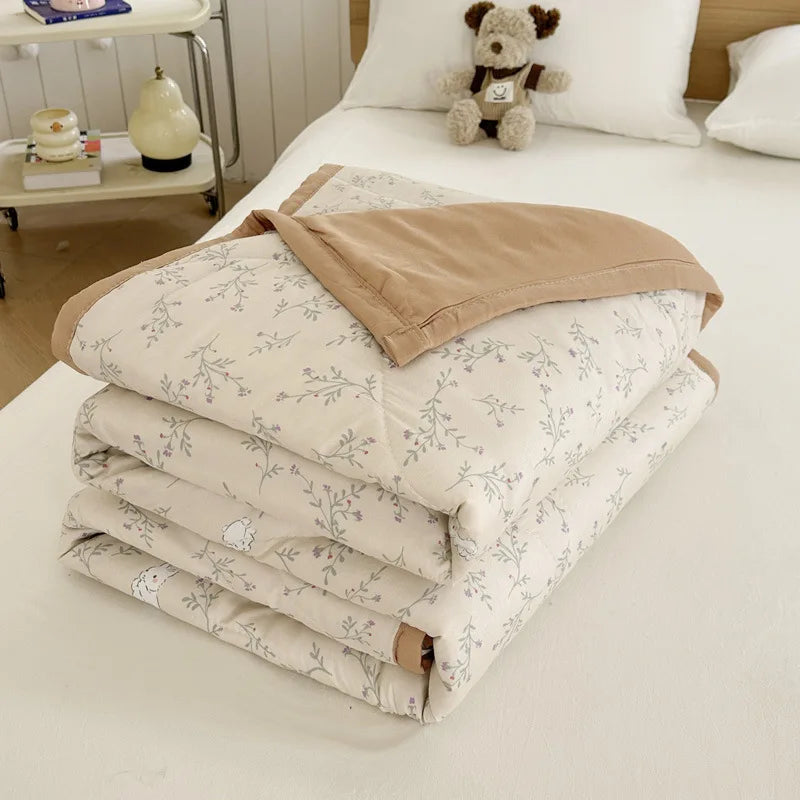 Afralia™ Floral Print Summer Quilt - Soft, Lightweight, Breathable Blanket