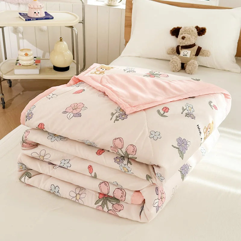 Afralia™ Floral Print Summer Quilt - Soft, Lightweight, Breathable Blanket