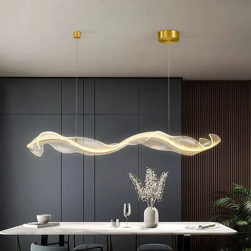 Afralia™ Wave LED Hanging Pendant Light for Home Interior Decor
