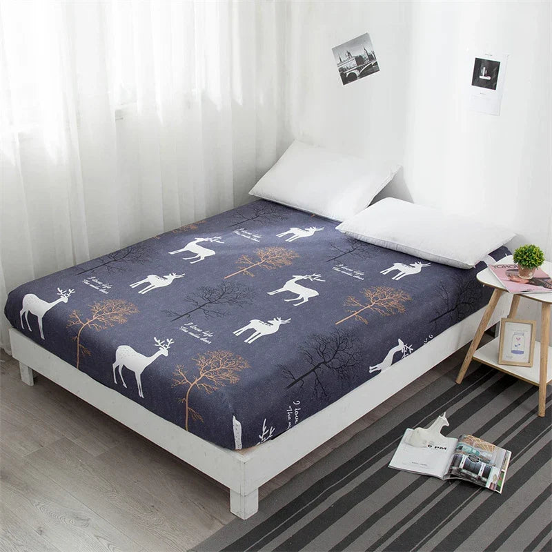 Afralia™ Plaid Printed King Size Fitted Bed Sheet - Soft Elastic Band Sheet