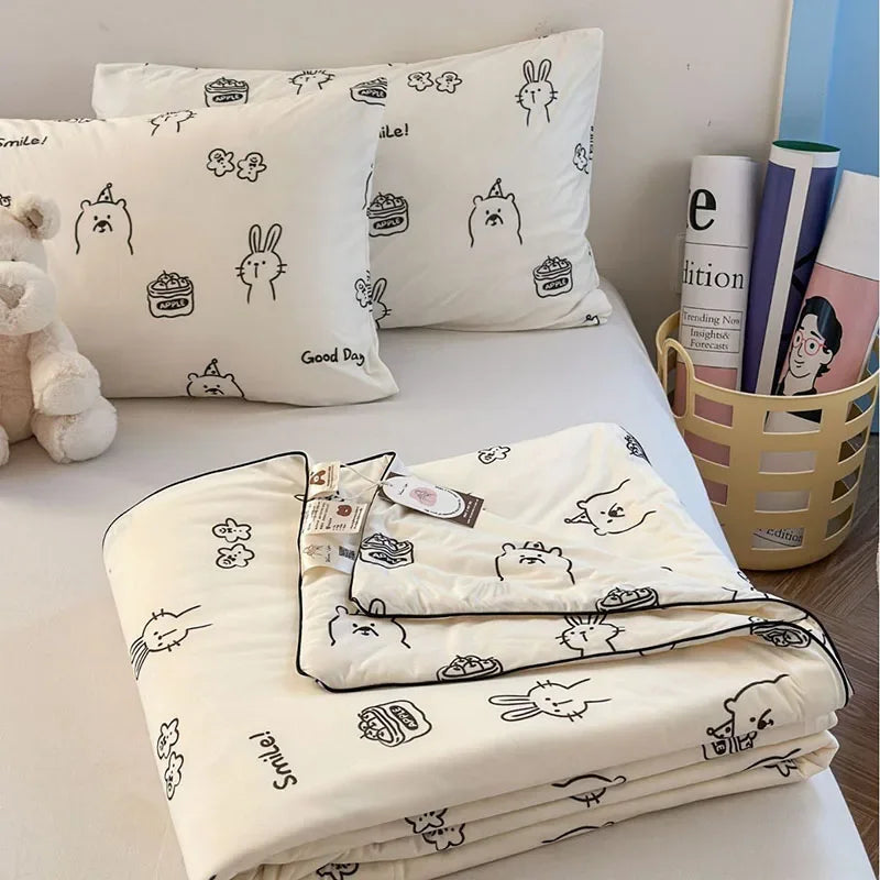 Afralia™ Children Cartoon Summer Cooling Quilt - Double Bed Breathable Thin Blanket Duvet