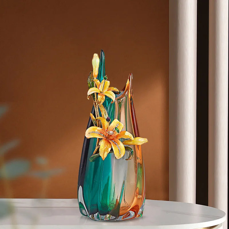 Afralia™ Handmade Enamel Vase for Living Room TV Cabinet and Wine Cabinet Décor