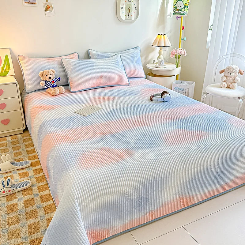 Afralia™ Dreamy Gradient Single Bedspread: Anti-Slip, Thick Quilted Mattress with Four Season Versatility