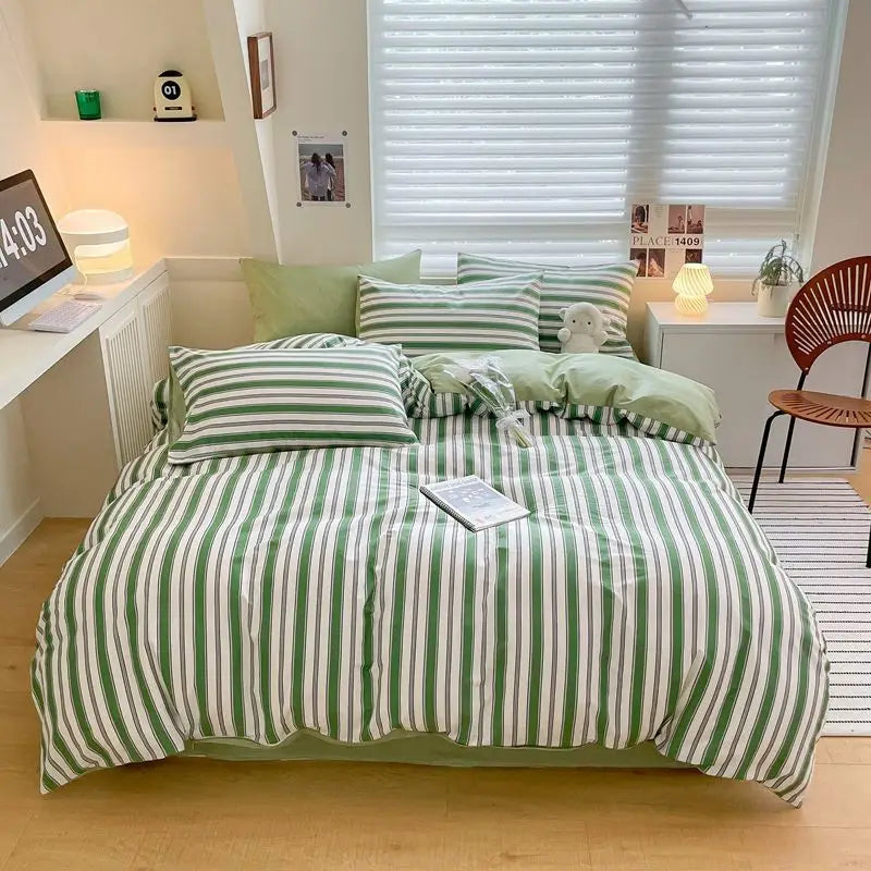 Afralia™ Nordic Cotton Bedding Set Duvet Cover with Sheets Single Queen Decor