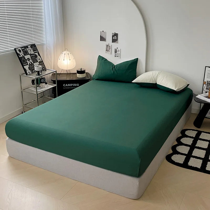Afralia™ Soft Comfort Solid Color Fitted Bed Sheet - Double Mattress Cover