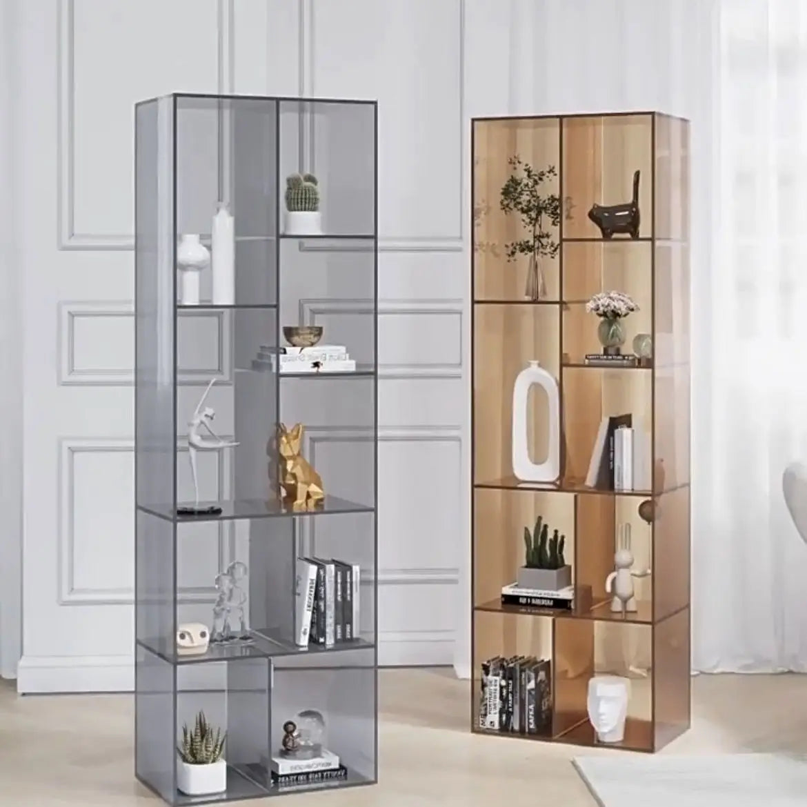 Afralia™ Modern Acrylic Bookcase Shelves: Light Luxury Art Museum Display Bookshelf