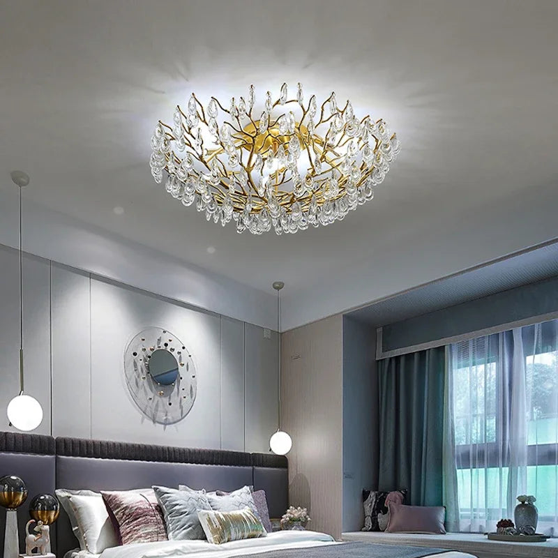 Afralia™ Modern LED Crystal Ceiling Chandelier for Living Room Restaurant Bedroom