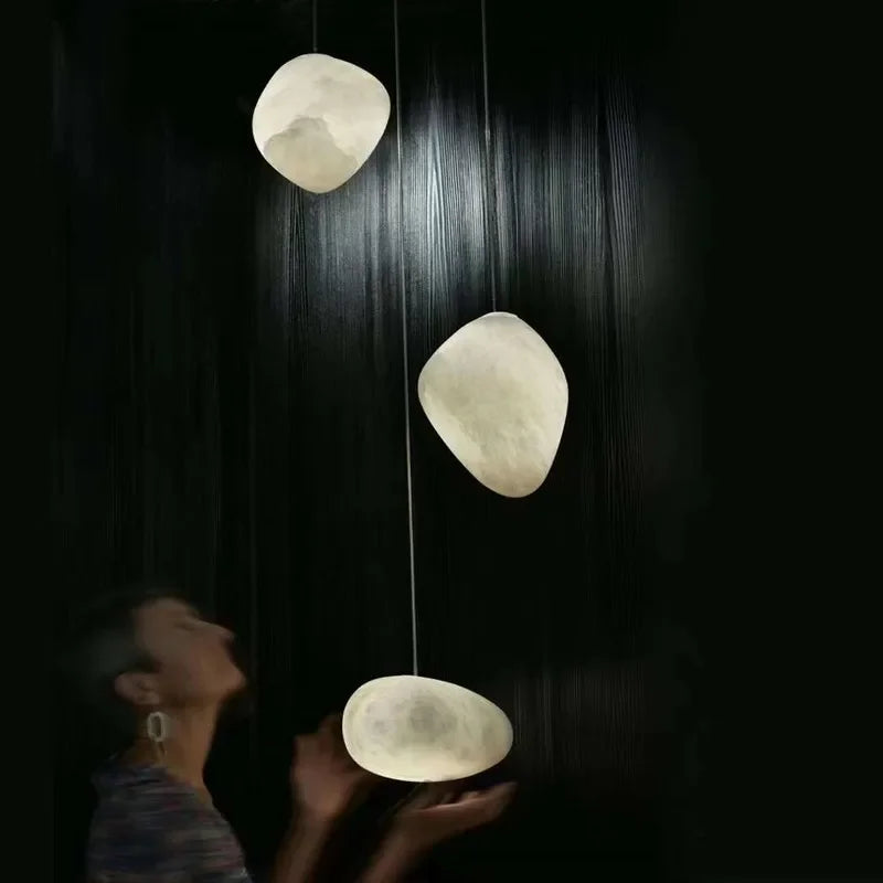 Afralia™ Marble Chandelier Alabaster Stone Copper Pendant Lights