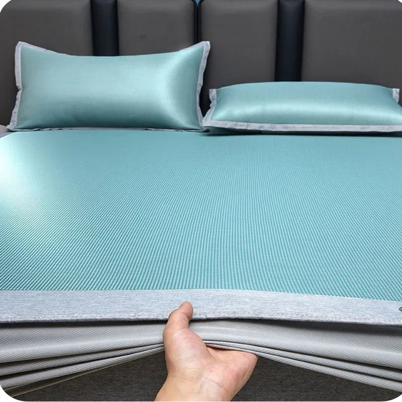 Afralia™ Silky Cool Feeling Full Fitted Sheet Set | Solid Color Bed Cover