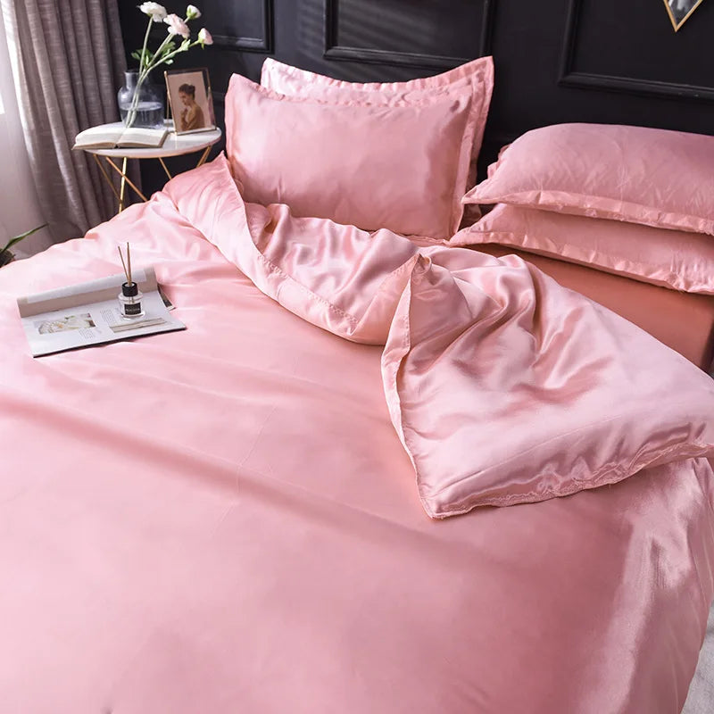 Afralia™ Ice Rayon Satin Bedding Set: Cooling, Soft, Summer Comfort for Twin-Double Bed