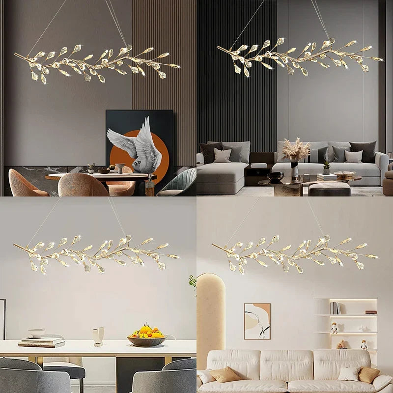 Afralia™ LED Crystal Pendant Ceiling Lamps for Dining Living Room Bedroom Bar Indoor Decor
