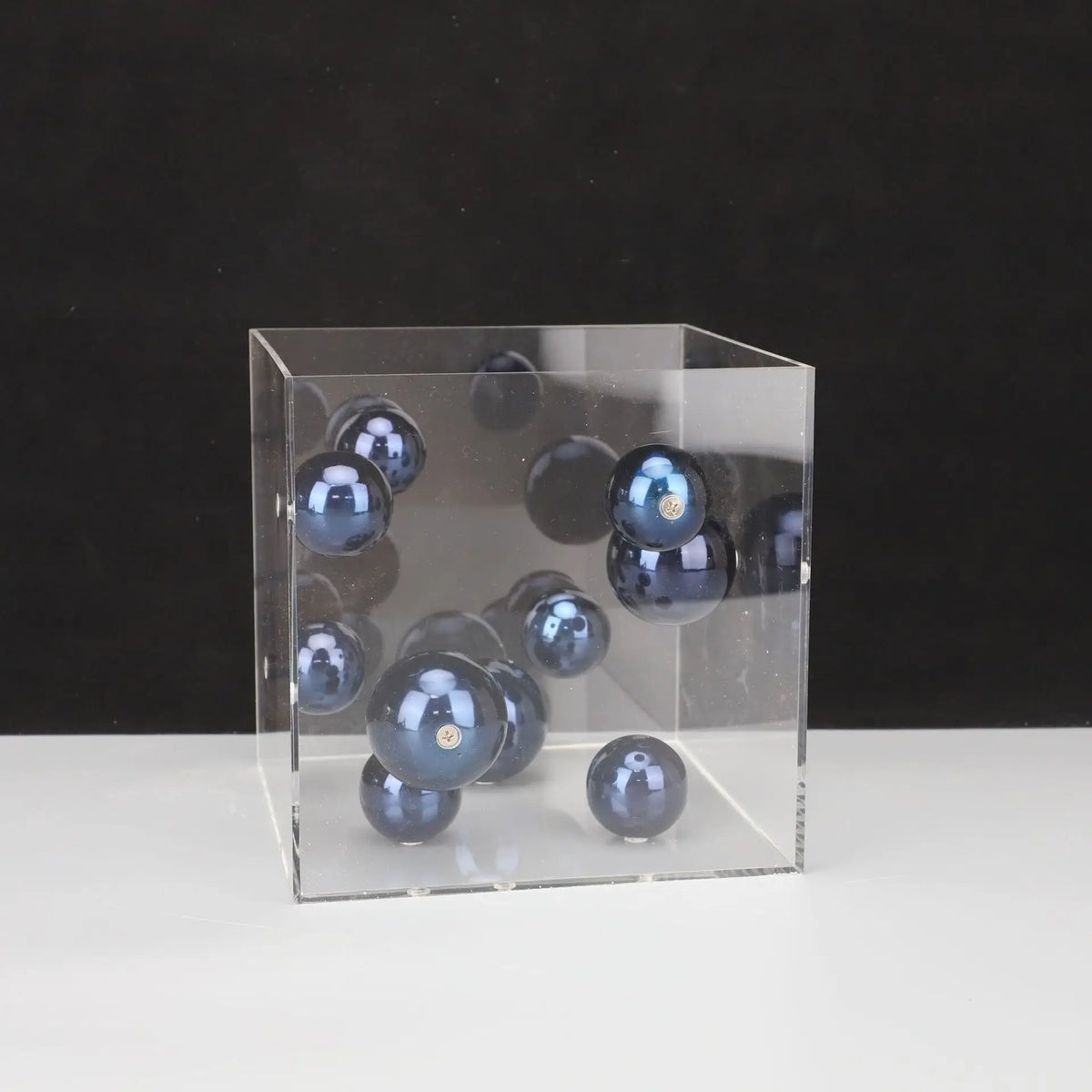 Afralia™ Abstract Metal Ball Artworks in Transparent Acrylic Container Boxes