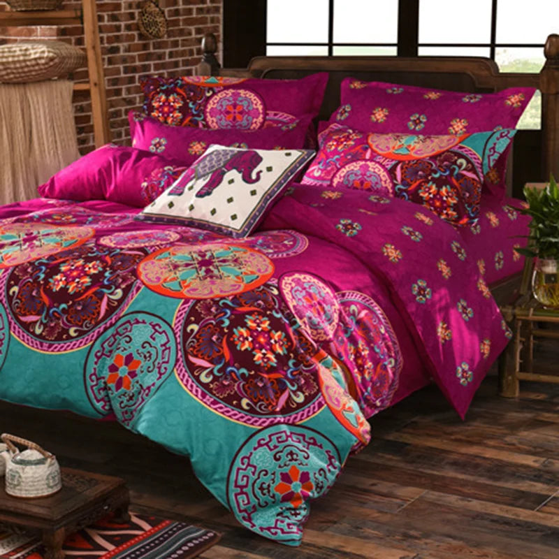 Afralia™ Bohemian Ethnic Print Bedding Set: Soft, Breathable Duvet Cover Kit for All Seasons