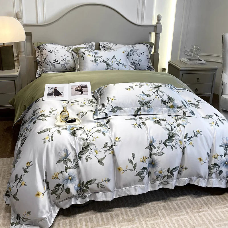 Afralia™ 3D Printed Faux Silk Bedding Set - Cooling, Skin-Friendly, Non-Fading Comfort