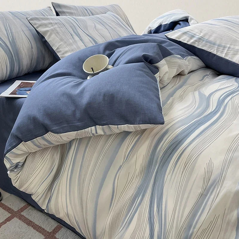 Afralia™ Nordic Twill Printed Cotton Bedding Set for King/Queen Bed