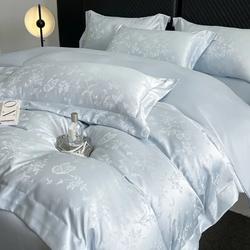 Afralia™ Ice Silk Jacquard Bedding Set - Luxury Comforter Cover, Soft & Cozy, Queen/King