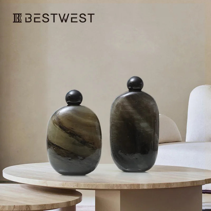 Afralia™ Oval Glass Vase for Home Decoration and Floral Arrangement