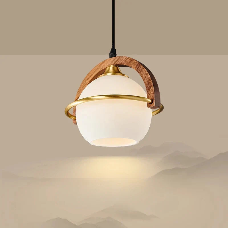 Afralia™ Walnut Small Pendant Lamp for Bedroom, Dining and Living Room Décor