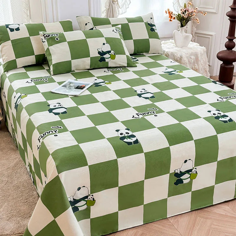 Afralia™ Cartoon Printed Cotton Bedspread | Queen King | Durable Coarse Cloth | All Seasons