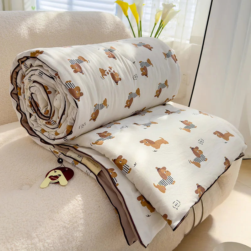 Afralia™ Lightweight Double Gauze Summer Quilt - Soft & Breathable Soya Fibre Fill