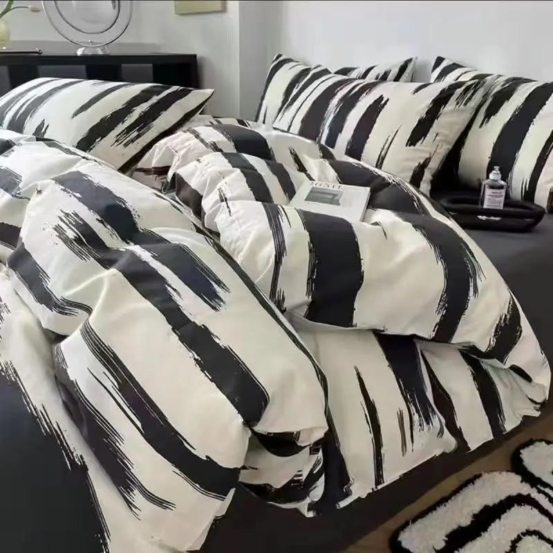 Afralia™ Cartoon Print Bedding Set: Breathable Duvet Cover, Bed Sheet, Pillowcases - Double & Single Sizes