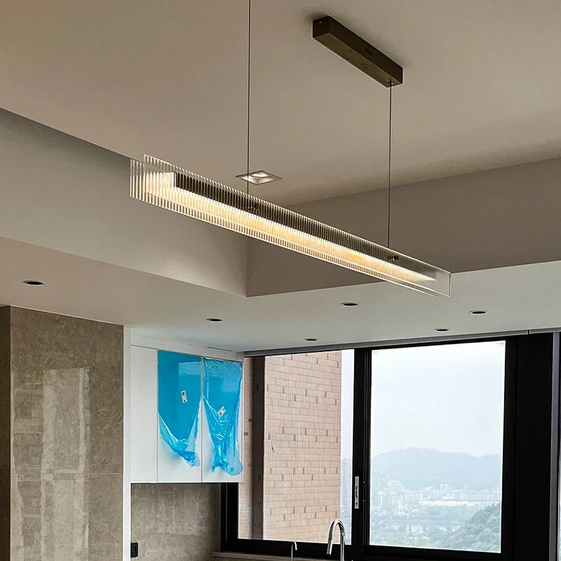 Afralia™ Modern Black Linear Glass Pendant Lamp