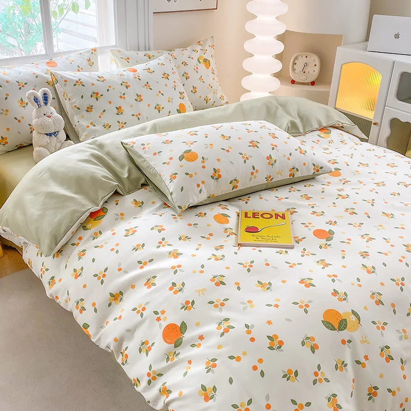 Afralia™ Cute Printed Cotton Duvet Cover for Double Queen Bed - Cozy & Non-Fading