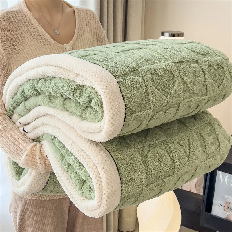Afralia™ Cozy Lamb Wool Blanket: Double-Sided, Thick Coral Fleece, Skin-Friendly & Warm