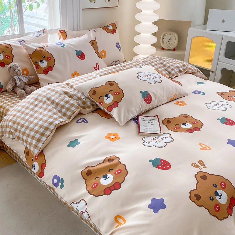Afralia™ Cute Printed Cotton Duvet Cover for Double Queen Bed - Cozy & Non-Fading