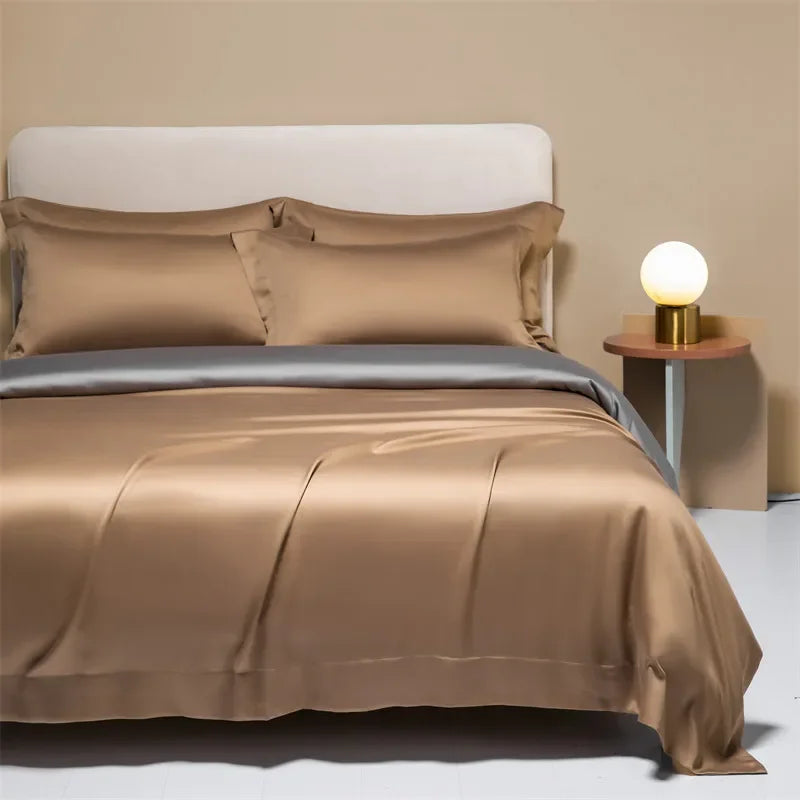 Afralia™ 120S Natural Fabric Bedding Set Summer Cooling Fitted Sheet Skin Friendly Bedclothes