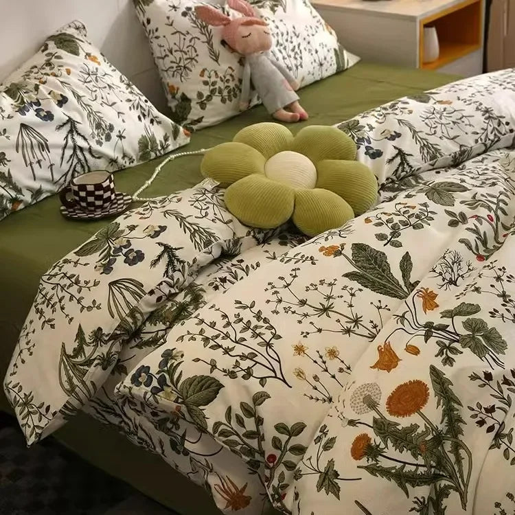 Afralia™ Boho Pattern Printed Cotton Bedding Set for Queen King Bed Linens