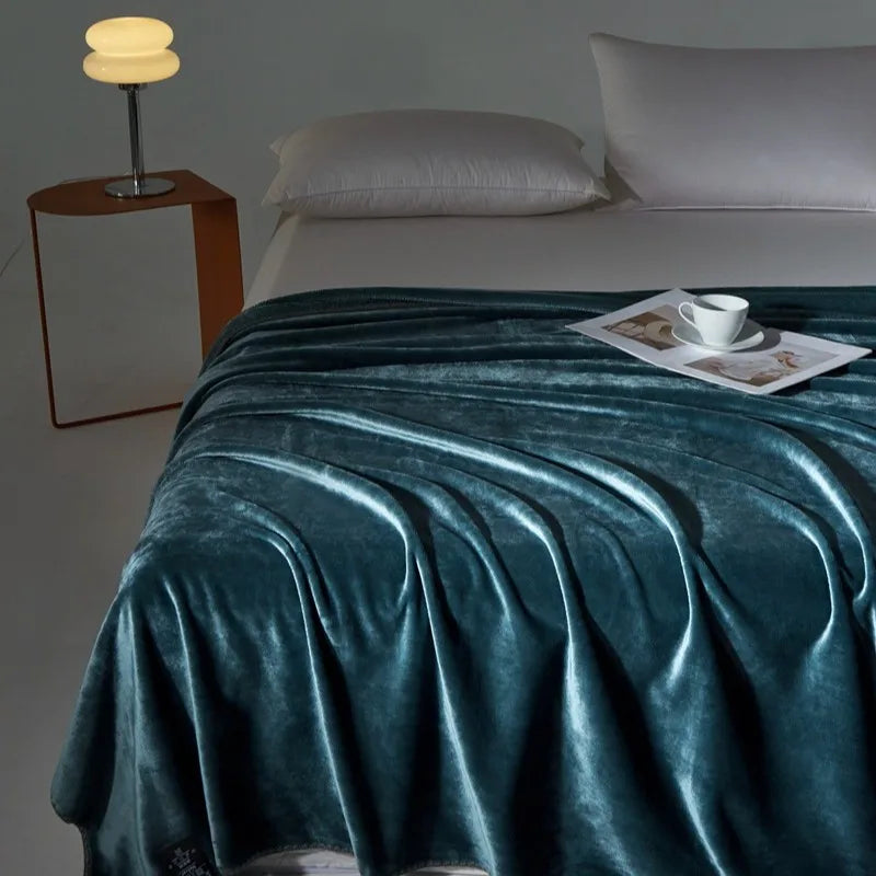 Afralia™ Velvet Milk Blanket: European Solid Color Flannel Bedspread for All Seasons