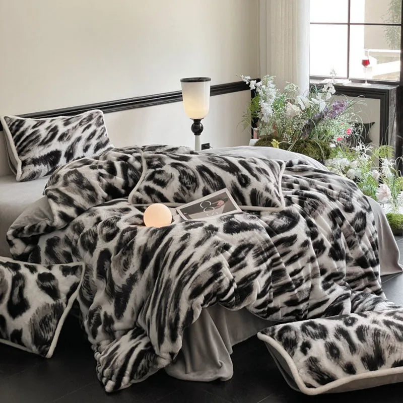 Afralia™ Cozy Rabbit Hair Bed Set, Queen Size Comforter for Winter Luxury Comfort