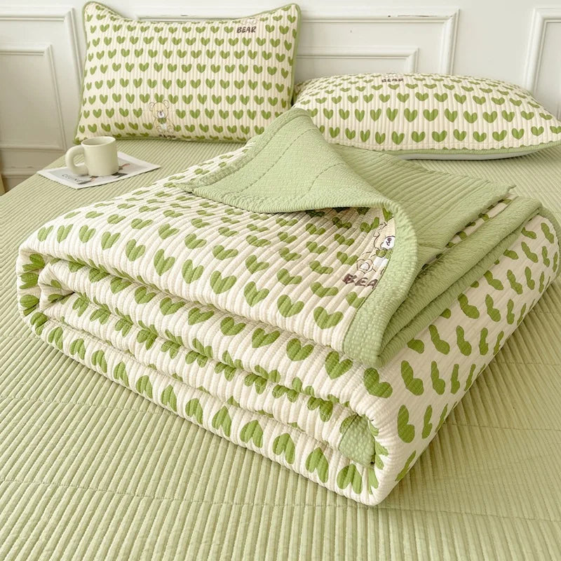 Afralia™ Cartoon Small Fresh Washed Cotton Bed Sheets Bedspread