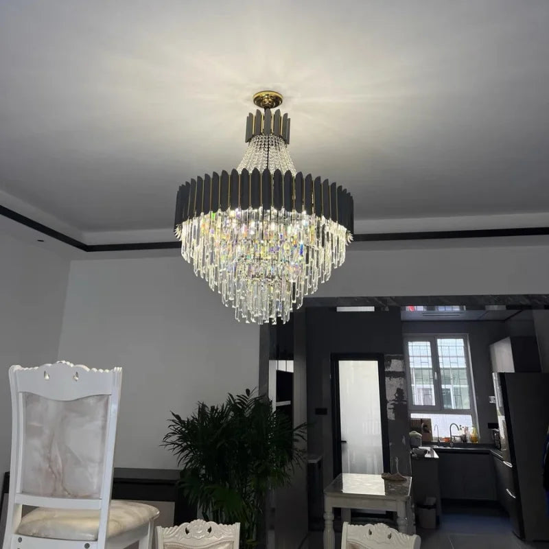 "Afralia™ Crystal Collection LED Black Gold Chandelier for Dinning Room"