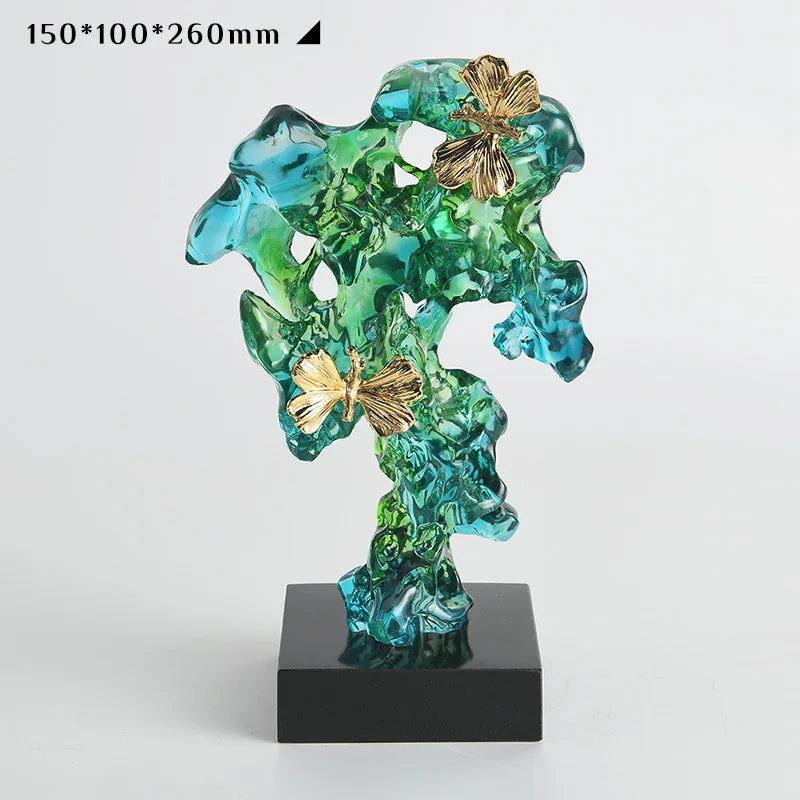 Afralia™ Transparent Resin Abstract Art Decoration Light Sculptures for Living Room and Porch