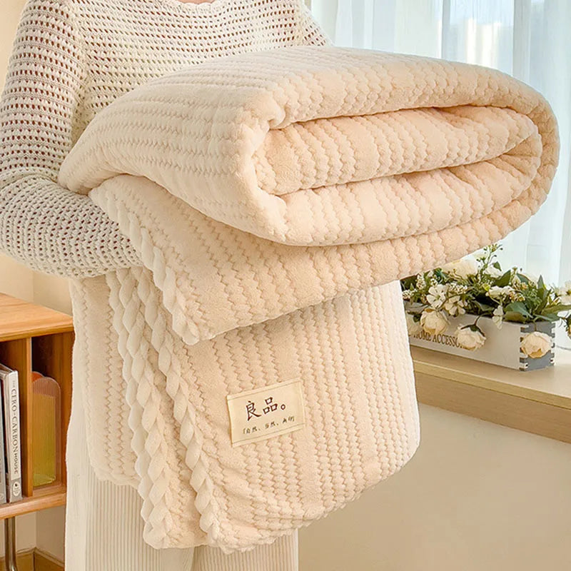 Afralia™ Double Sided Jacquard Milk Velvet Blanket - Winter Warm Sofa Cover