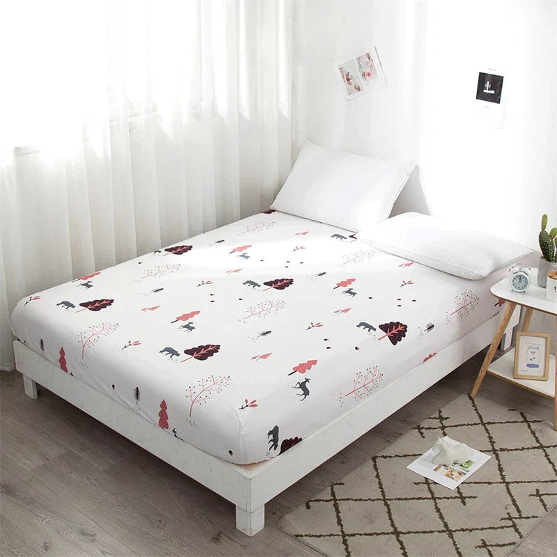 Afralia™ Plaid Printed King Size Fitted Bed Sheet - Soft Elastic Band Sheet