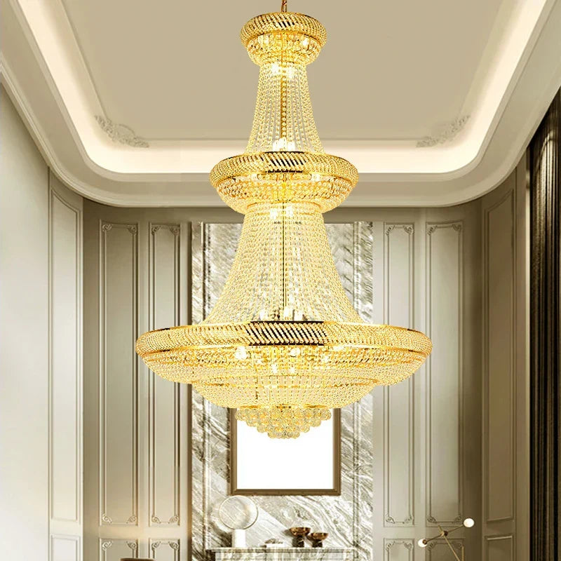 Afralia™ Luxury Crystal Living Room Chandelier - Modern LED Long Chandelier