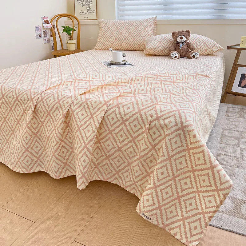 Afralia™ Diamond Pattern Bed Sheet Set: High Quality Polyester, Breathable Cool Mat for Summer