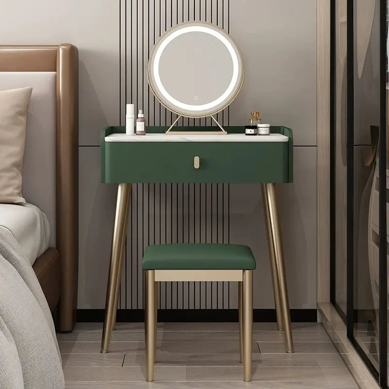 Afralia™ Modern Luxury Dressing Table Desk for Women - Nordic Style Organizer Desk Mirror