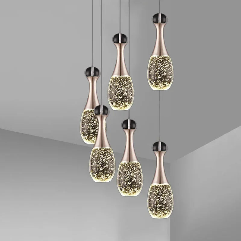 Afralia™ Crystal Pendant Light Champagne Gold for Bedroom and Dining Room