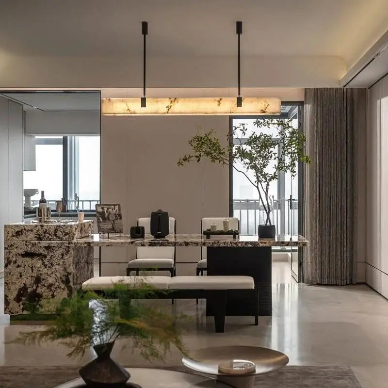 Afralia™ Marble Chandelier Pendant Lamp in Copper/Bronze - Modern Minimalist Luxury Hanging Light