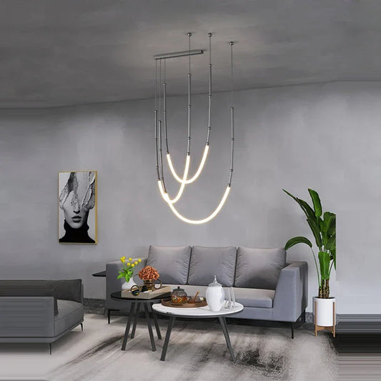 Afralia™ Art Line LED Suspension Pendant Lighting for Trendy Home Decor