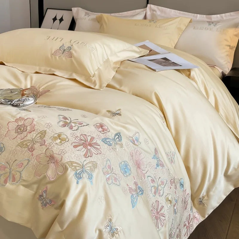 Afralia™ Chic Embroidered Cotton Bedding Set for Luxurious Home Décor