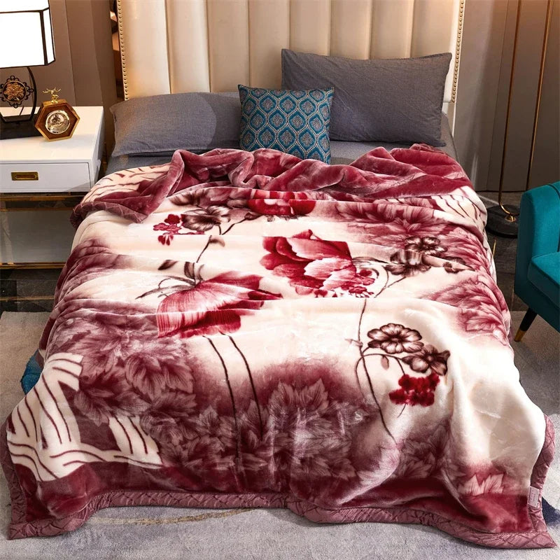 Afralia™ Winter Raschel Blanket: High-End, Warm, and Skin-Friendly for Single & Double Beds