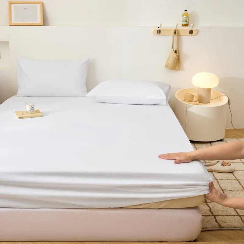 Afralia™ Tropical Palm Leaf Print Double Bed Fitted Sheet - Soft & Comfortable All-Season Mattress Protector