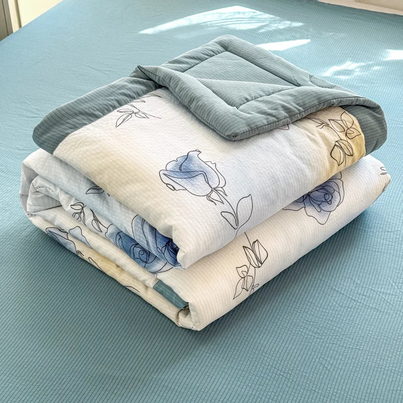 Afralia™ Floral Printed Quilted Bubble Cotton Duvet for Summer - Ultra-Soft Skin-Friendly Bedding