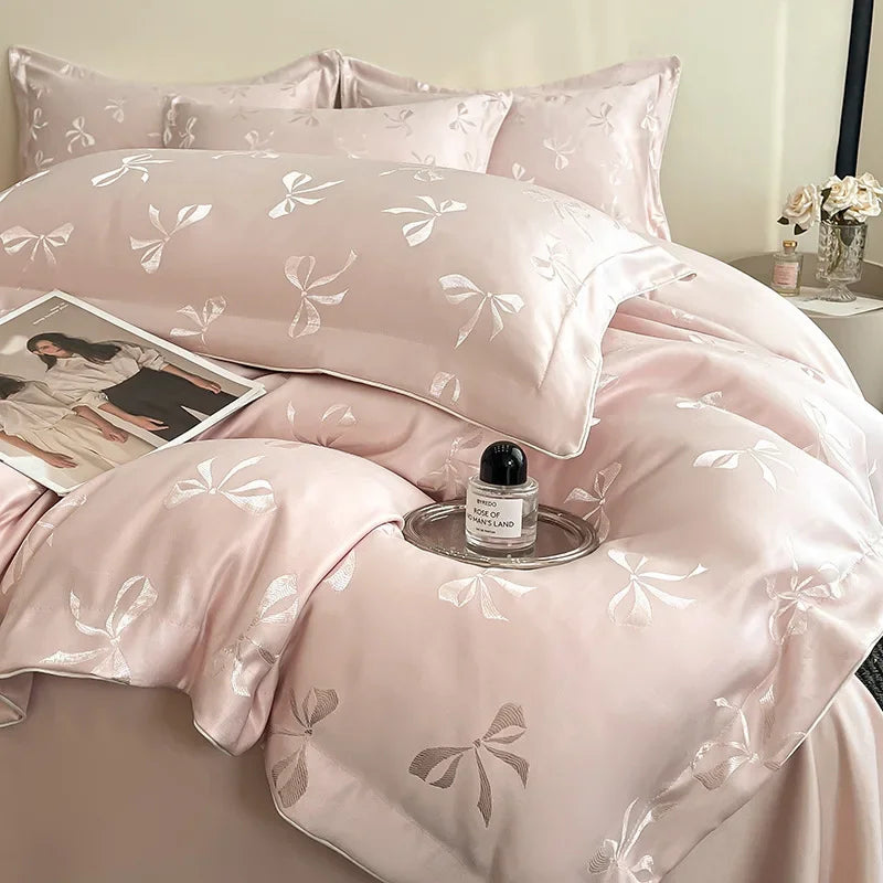 Afralia™ Silky Jacquard Satin Bedding Set for King, Twin, Queen - High-End Soft Bedclothes